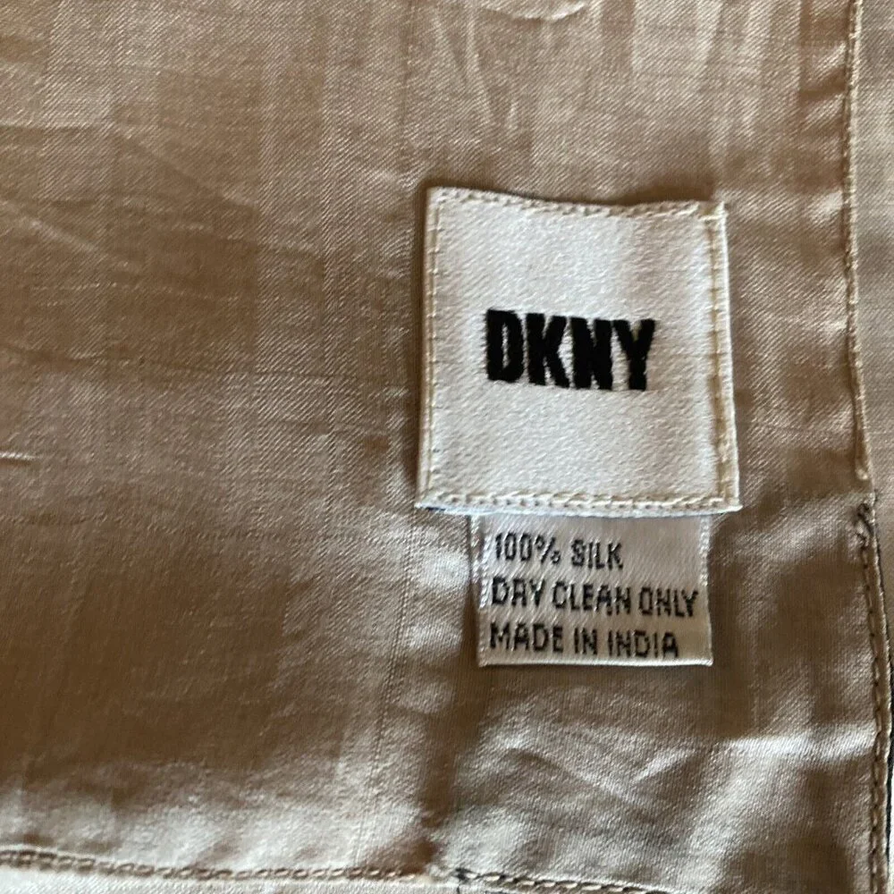 DKNY Beige Silk Geometric‎ Square Scarf 18